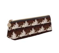 ENGhjes Astuccio per matite in pelle bovina con stampa marrone rosso carino con cerniera astuccio per cancelleria per ragazzi ragazze regali per il ritorno a scuola, bianco, Taglia unica, Astuccio per