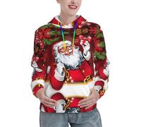 ENGhjes Babbo Natale Regali di Natale Donne Felpe Felpe Pullover Oversize Maniche Lunghe Camicie Abiti Invernali Tasca, Nero , M