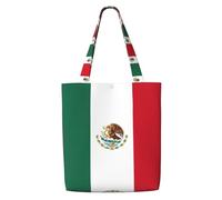 ENGhjes Bandiera del Messico Borsa a tracolla in tela di poliestere riutilizzabile morbida borsa a tracolla per shopping da viaggio in spiaggia
