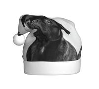ENGhjes Carino Nero Pug Dog Stampa Vacanza Peluche Unico Elegante Adulto Donne Uomini Cappello di Babbo Natale Inverno Cappelli di Natale Cappelli di Natale