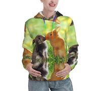 ENGhjes Coniglio Amore Donne Felpe Felpe Pullover Oversize Maniche Lunghe Camicie Abiti Invernali Tasca, Nero , L