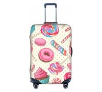 ENGhjes Copertura per valigie con stampa colorata con dolce lecca-lecca e cupcake ciambella, protezione lavabile, con cerniera nascosta, adatta per 45-81 cm, bianco, M