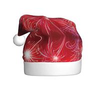 ENGhjes Cuori rossi Stampa Fuochi d'artificio Vacanza Peluche Unico Elegante Adulto Donne Uomini Cappello di Babbo Natale Inverno Cappelli di Natale