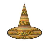 ENGhjes Dipingi il panno morbido di Oxford del cappello di Halloween di stampa del girasole del bordo di legno per il disegno di risparmio di spazio