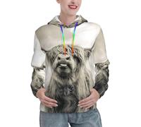 ENGhjes Divertente felpa con cappuccio da donna con mucca delle Highland Pullover oversize a maniche lunghe camicie invernali con tasca, Nero , XL