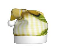 ENGhjes Giallo Limone Stampa Vacanza Peluche Unico Elegante Adulto Donne Uomini Cappello di Babbo Natale Inverno Cappelli di Natale Cappelli di