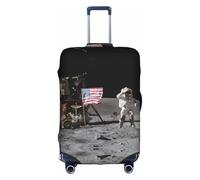 ENGhjes Grande copertura per bagagli con stampa astronauta sulla luna, protettiva lavabile, con cerniera nascosta, adatta per 45-81 cm, bianco, S