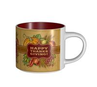 ENGhjes Happy Thanksgiving Printing Tazze in ceramica di grande capacità Tazze funzionali per casa ufficio Design elegante Impugnatura comoda
