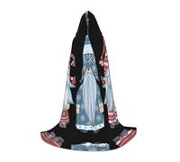 ENGhjes Mantello con cappuccio per travestimento da gnomo di Babbo Natale, per adolescenti, Halloween, strega, vampiro, mago, ballo in maschera