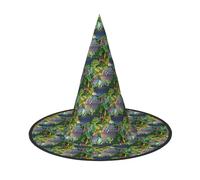 ENGhjes Molte rane cantano sui rami estate farfalle lago acqua stampa cappello di Halloween morbido panno Oxford per carnevale pieghevole design salvaspazio