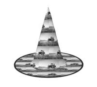 ENGhjes Panno morbido di Oxford del cappello di Halloween di stampa tranquilla di agricoltura del trattore per progettazione pieghevole salvaspazio di carnevale