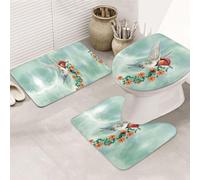 ENGhjes Set di tappeti da bagno antiscivolo con stampa a fiori con colibrì, tappeto per il bagno principale, tappetini assorbenti morbidi dell'acqua, tappetini a tre forme