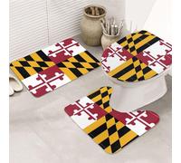 ENGhjes Set di tappeti da bagno antiscivolo con stampa bandiera del Maryland, tappeto per bagno principale, tappetini assorbenti morbidi dell'acqua, tappetini a tre forme