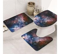 ENGhjes Set di tappeti da bagno antiscivolo con stampa della galassia della Via Lattea, tappeto per il bagno principale, tappetini assorbenti morbidi dell'acqua, tappetini a tre forme