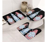 ENGhjes Set di tappeti da bagno antiscivolo con stampa di Babbo Natale, tappeto per bagno principale, tappetini assorbenti morbidi dell'acqua, tappetini a tre forme