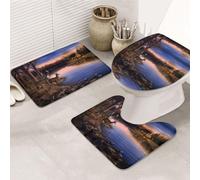 ENGhjes Set di tappeti da bagno antiscivolo con stampa di cervi selvatici della natura, tappeto per il bagno principale, tappetini assorbenti morbidi dell'acqua, tappetini a tre forme