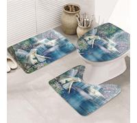 ENGhjes Set di tappeti da bagno antiscivolo con stampa di fata del lago, tappeto per il bagno principale, tappetini assorbenti morbidi dell'acqua, tappetini a tre forme