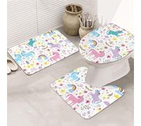ENGhjes Set di tappeti da bagno antiscivolo con stampa di unicorni, tappeto per il bagno principale, tappetini assorbenti morbidi dell'acqua, tappetini a tre forme