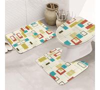 ENGhjes Set di tappeti da bagno antiscivolo con stampa moderna di metà secolo,Tappeto per bagno padronale, tappetini assorbenti morbidi per l'acqua, tappetini a tre forme
