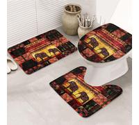 ENGhjes Set di tappeti da bagno antiscivolo con stampa patchwork elefante africano, tappeto per bagno principale, tappetini assorbenti morbidi dell'acqua, tappetini a tre forme