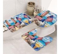 ENGhjes Set di tappeti da bagno antiscivolo con stampa patriottica Sea To Shining Sea, tappeto per bagno principale, tappetini assorbenti morbidi dell'acqua, tappetini a tre forme