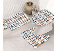 ENGhjes Set di tappeti da bagno antiscivolo con stampa retrò moderna di metà secolo, tappeto per bagno principale, tappetini assorbenti morbidi all'acqua, tappetini a tre forme