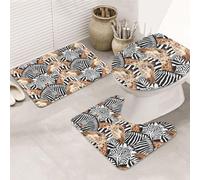ENGhjes Set di tappeti da bagno antiscivolo con stampa zebra e giraffa, tappeto per bagno principale, tappetini assorbenti morbidi dell'acqua, tappetini a tre forme