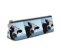 ENGhjes Simpatico astuccio in pelle con stampa di mucca, grazioso astuccio con cerniera, per ragazzi e ragazze, regalo per il rientro a scuola, bianco, Taglia unica, Astuccio per trucchi