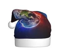 ENGhjes Spazio Pianeta Terra Stampa Vacanza Peluche Unico Elegante Adulto Donne Uomini Cappello di Babbo Natale Inverno Cappelli di Natale Cappelli di Natale