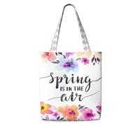 ENGhjes Spring Is In The Air Borsa a tracolla in tela di poliestere riutilizzabile morbida borsa a tracolla per shopping da viaggio in spiaggia