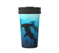 ENGhjes Tazza da caffè da viaggio casual con stampa di squali martello per caffè caldo freddo in acciaio inox per casa ufficio viaggi