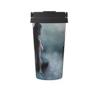 ENGhjes Tazza da caffè da viaggio casual con stampa di una ragazza sirena e vela sul mare con nave pirata per caffè caldo e freddo, in acciaio inox, per casa, ufficio, viaggi