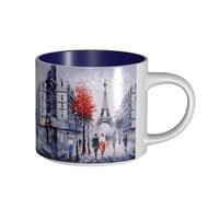 ENGhjes Tazze in ceramica di grande capacità con stampa artistica con albero della città di Parigi, torre Eiffel, tazze funzionali per casa e ufficio, design elegante, impugnatura comoda