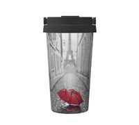 ENGhjes Torre Eiffel Parigi Street ombrello rosso stampa casual tazza da caffè da viaggio per caffè caldo freddo in acciaio inox per casa ufficio viaggi