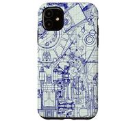 Engineer Blueprint Pattern Technical Drawing Gear Schematic Custodia per iPhone 11