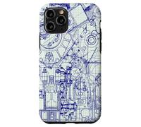Engineer Blueprint Pattern Technical Drawing Gear Schematic Custodia per iPhone 11 Pro