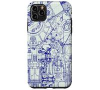 Engineer Blueprint Pattern Technical Drawing Gear Schematic Custodia per iPhone 11 Pro Max