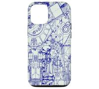 Engineer Blueprint Pattern Technical Drawing Gear Schematic Custodia per iPhone 12/12 Pro