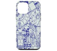 Engineer Blueprint Pattern Technical Drawing Gear Schematic Custodia per iPhone 12 mini