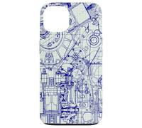Engineer Blueprint Pattern Technical Drawing Gear Schematic Custodia per iPhone 13