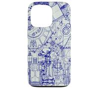Engineer Blueprint Pattern Technical Drawing Gear Schematic Custodia per iPhone 13 Pro