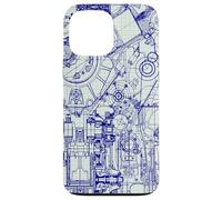 Engineer Blueprint Pattern Technical Drawing Gear Schematic Custodia per iPhone 13 Pro Max
