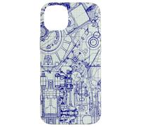 Engineer Blueprint Pattern Technical Drawing Gear Schematic Custodia per iPhone 14 Plus