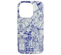 Engineer Blueprint Pattern Technical Drawing Gear Schematic Custodia per iPhone 14 Pro
