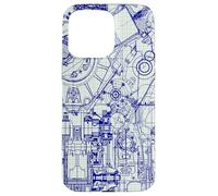 Engineer Blueprint Pattern Technical Drawing Gear Schematic Custodia per iPhone 15 Pro Max