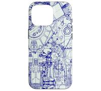 Engineer Blueprint Pattern Technical Drawing Gear Schematic Custodia per iPhone 16 Pro