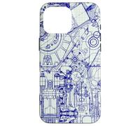 Engineer Blueprint Pattern Technical Drawing Gear Schematic Custodia per iPhone 16 Pro Max