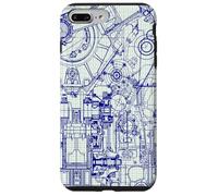 Engineer Blueprint Pattern Technical Drawing Gear Schematic Custodia per iPhone 7 Plus/8 Plus