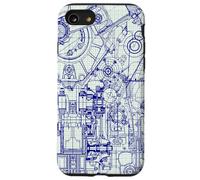Engineer Blueprint Pattern Technical Drawing Gear Schematic Custodia per iPhone SE (2020) / 7/8