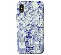 Engineer Blueprint Pattern Technical Drawing Gear Schematic Custodia per iPhone X/XS
